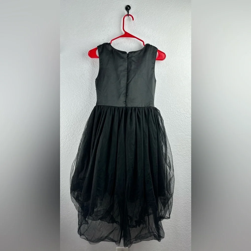 Sunny Fashion Big Girls Hi-Low Shiny Sparkling Sequins Silver Black Dress 14